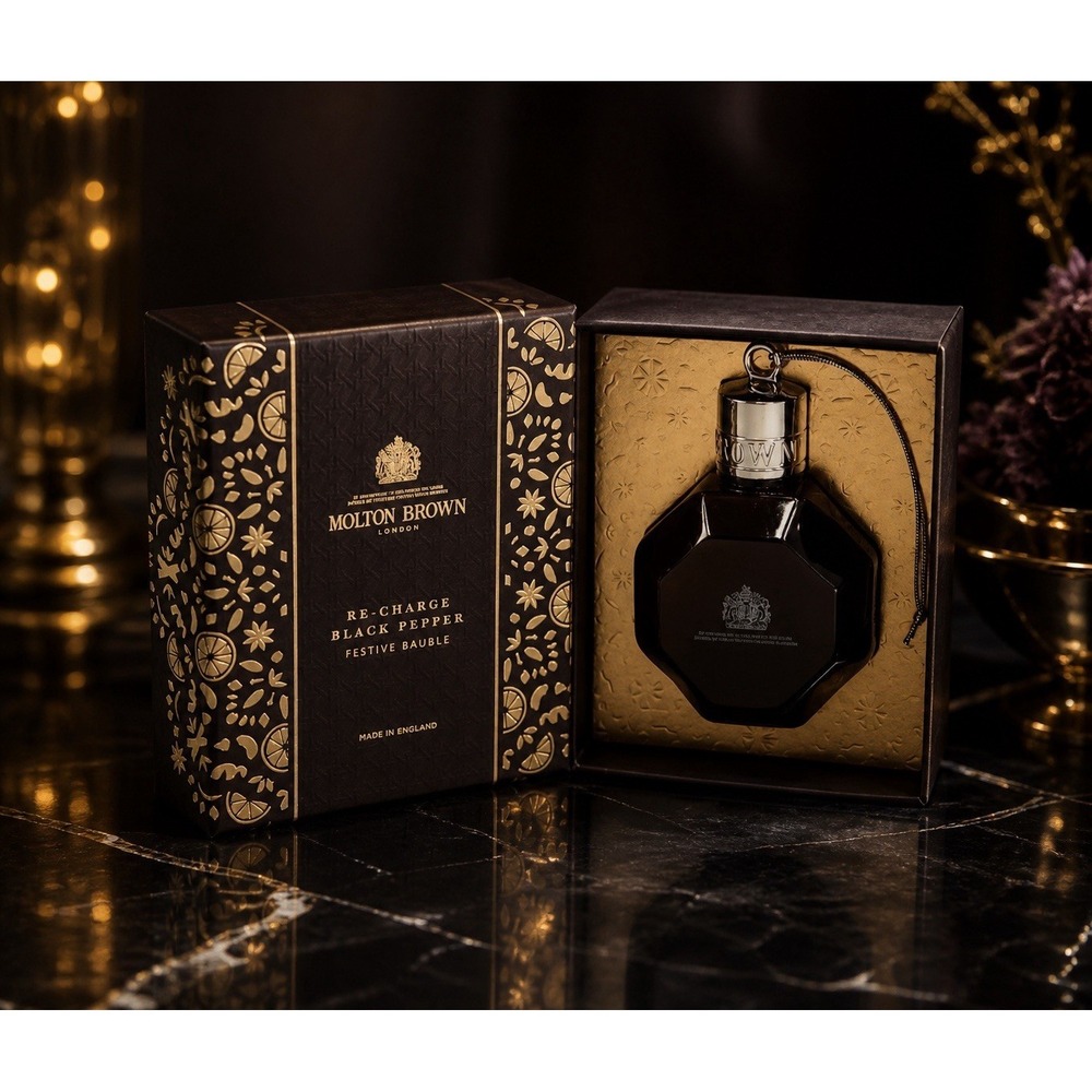 Molton Brown Re Charge Black Pepper Festive Bauble Ornament 2.5 fl oz